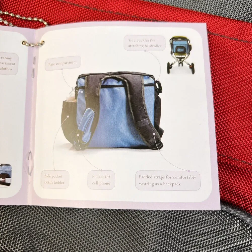 simplygood Smart Square Diaper Bag Red Insulated Backpack Zipper Compartments